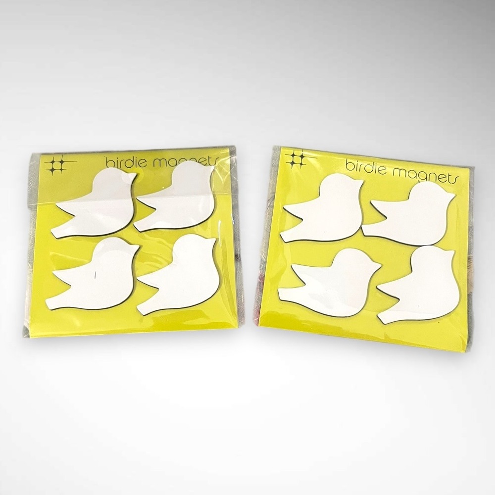 THREE BY THREE‎ Brand New 2 Sets of Small White Birdie Magnets New In Packaging